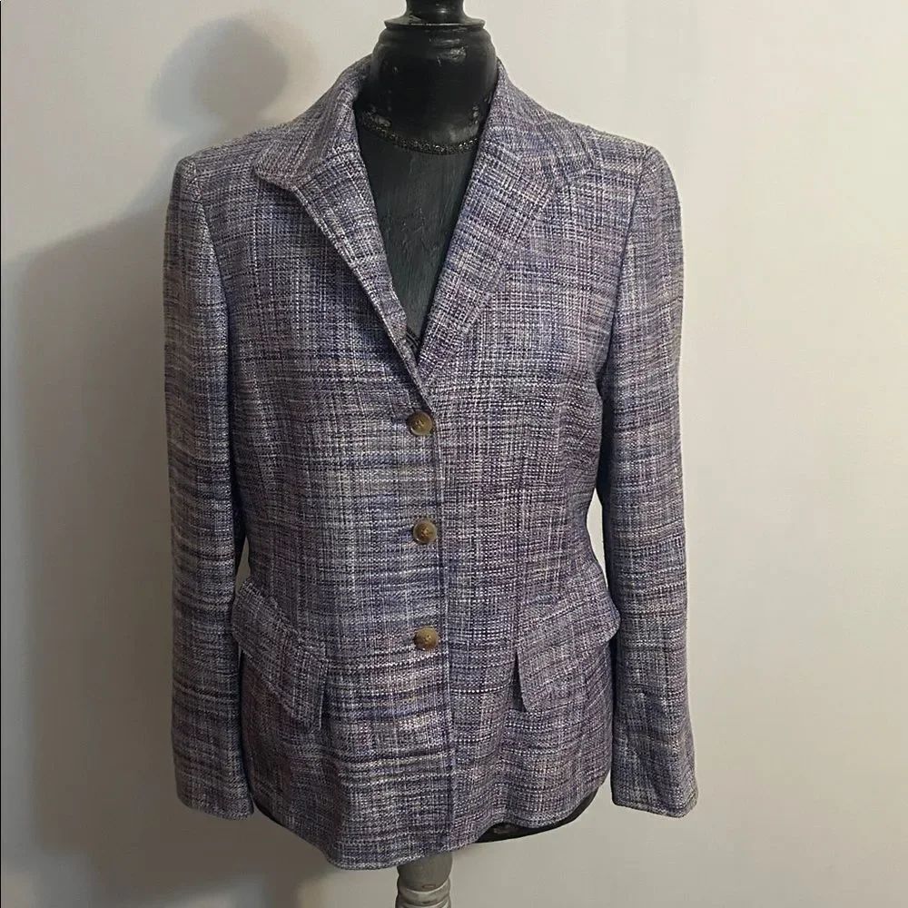 Ellen Tracy tweed  multi color Silk blazer, size 12